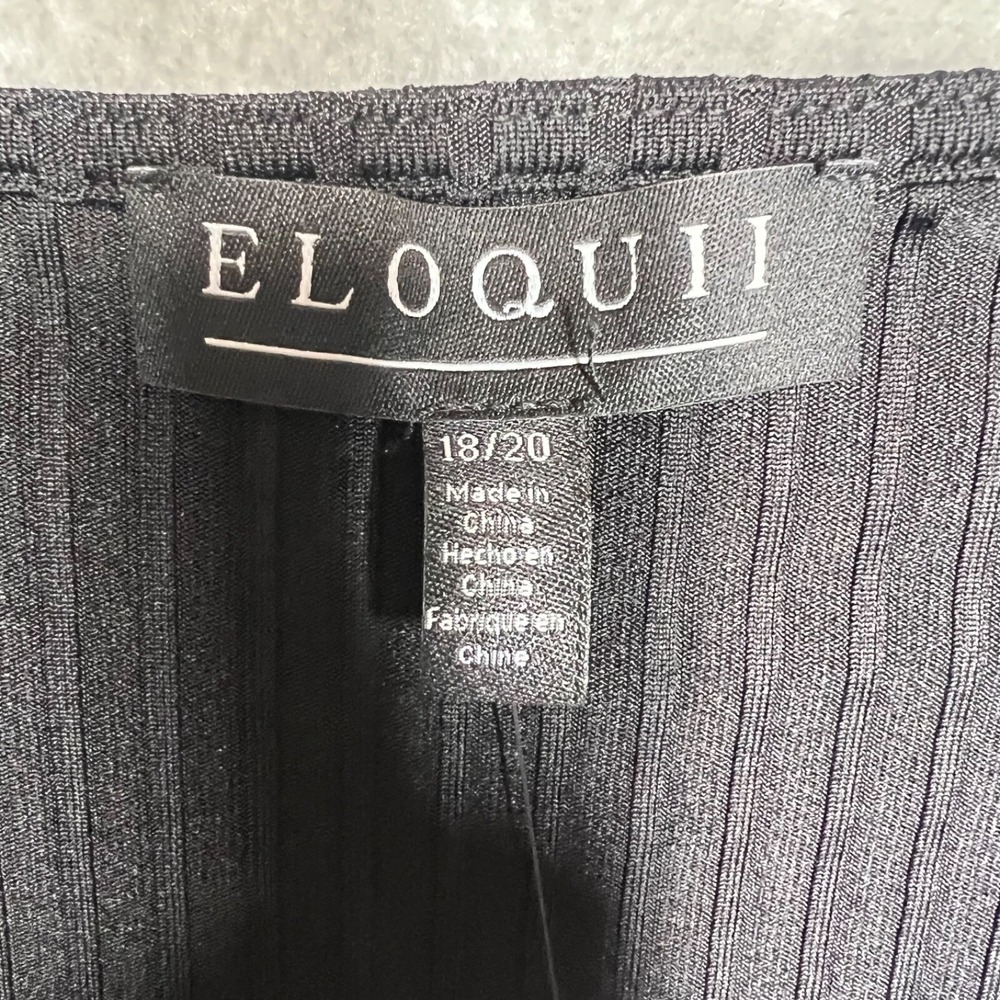 Eloquii Shirt Women's 18/20 Black Twist‎ Front Goth V-Neck Stretch - Picture 5 of 12
